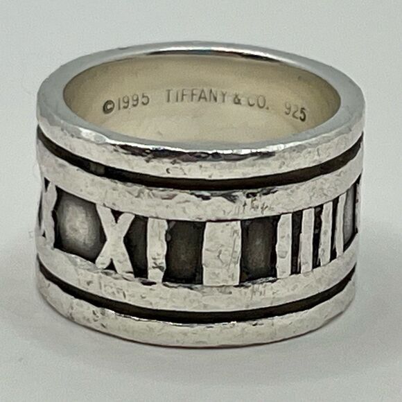 Vintage Tiffany Wide Atlas Silver Ring - Sz 4.75 - 5.0 - Picture 5 of 16